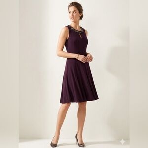 Maria Gabrielle  Jewell Encrusted Royal Purple  Dress Neckline Size L Vintage